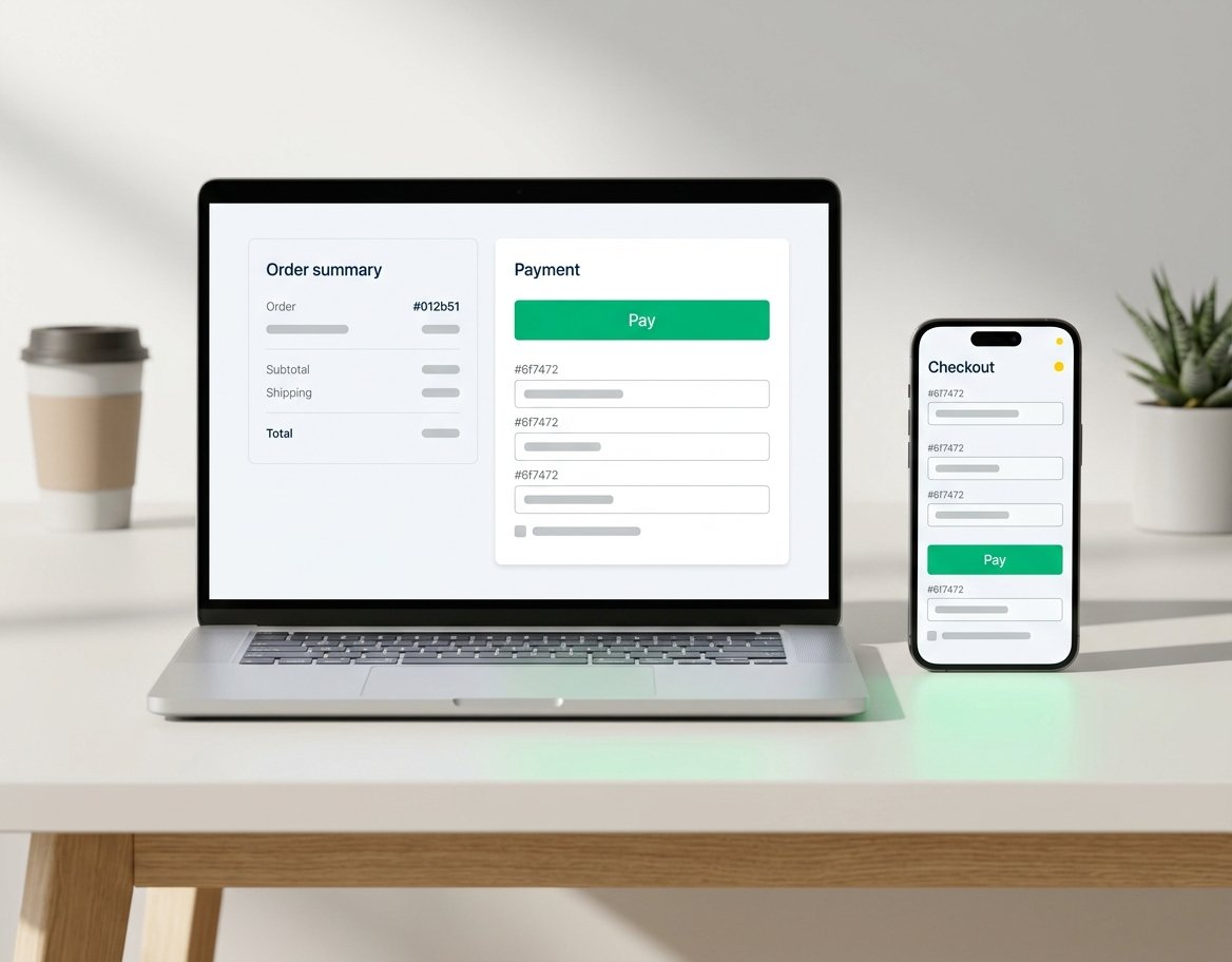 ZeroXPay online checkout on a laptop and phone